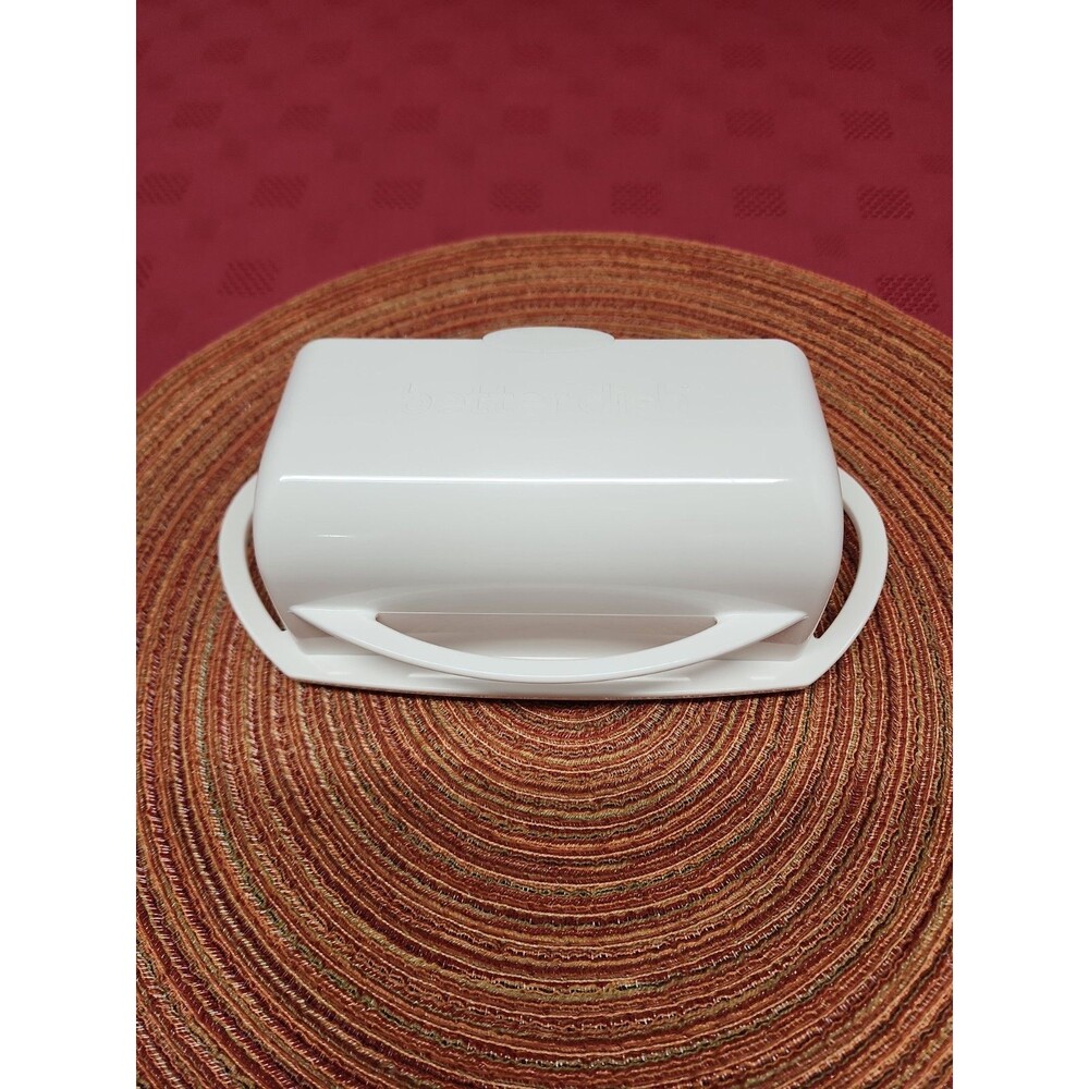Kitchen Concepts Hinged Better Dish Butter Keeper White Flip Top Lid Non Slip